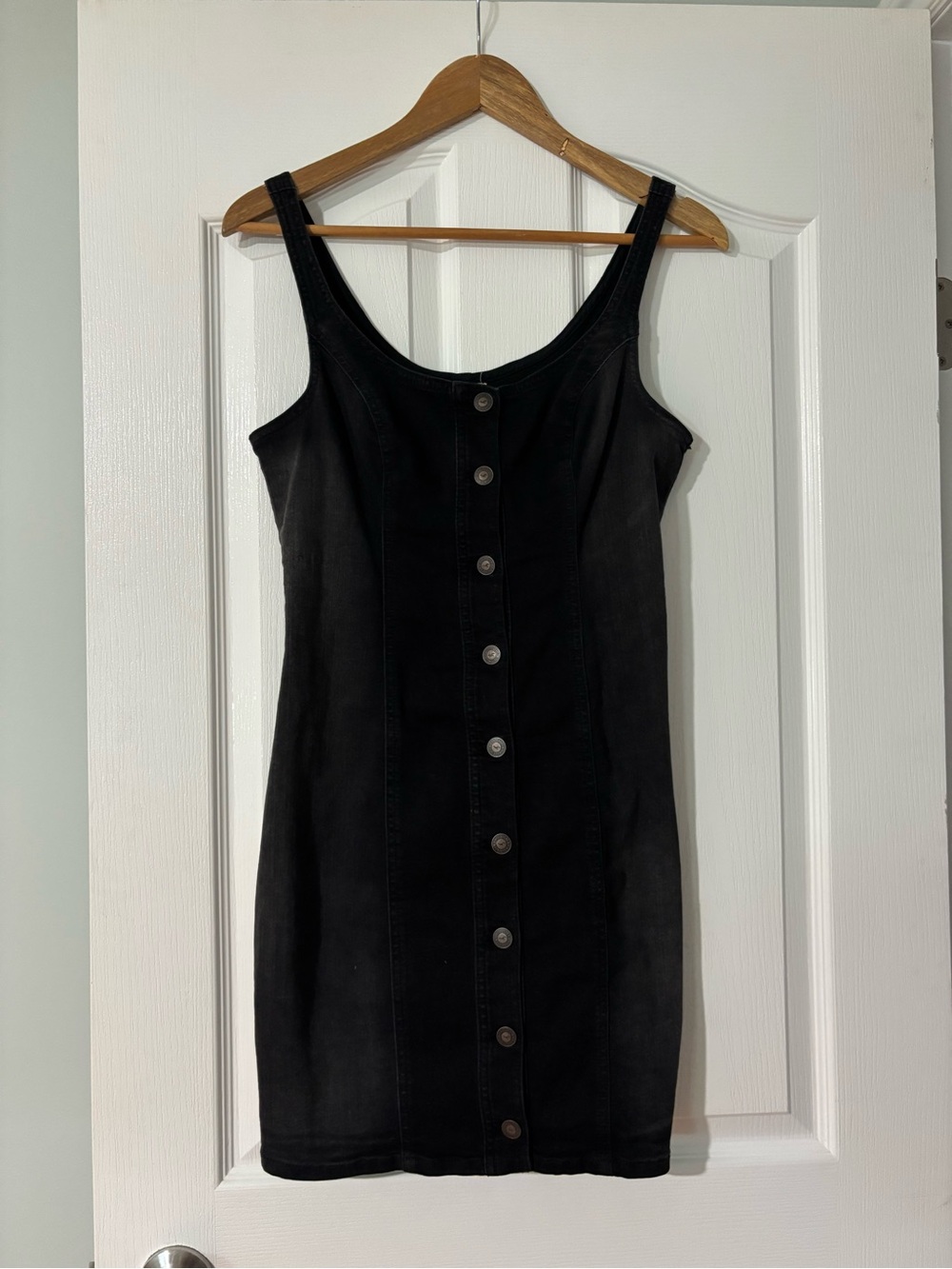 Hollister Black Button-Front Tank Mini Dress